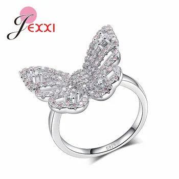 Krásny Motýľ Prstene pre Ženy 925 Sterling Silver anel feminino aneis bague zirconia crystal Strana Šperku Prsteň