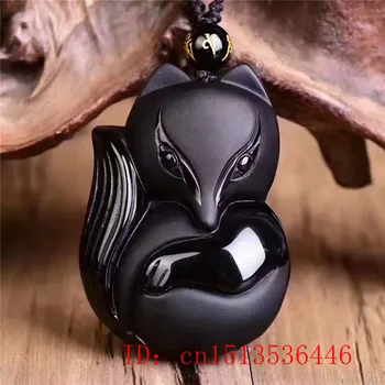 Veľkoobchod Čínsky Obsidian Fox Prívesok Korálky Náhrdelník Kúzlo Bižutéria Módne Doplnky, Ručne Vyrezávané Človek Šťastie, Amulet Dary