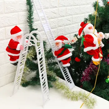 Vnútorné Dvere Vianočný Strom Visí Ozdoby Lezenie Rebríky Lano Santa Claus Bábika Elektrické Hudobné Hračky, Vianočné Dekorácie