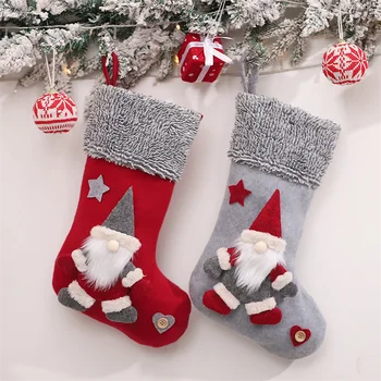 Nový Rok 2023 Gnome Vianočná Pančucha Vrece Vianoce Drevený Prívesok Candy Bag Vianočné Dekorácie pre Domov Navidad 2022 Strom Decor