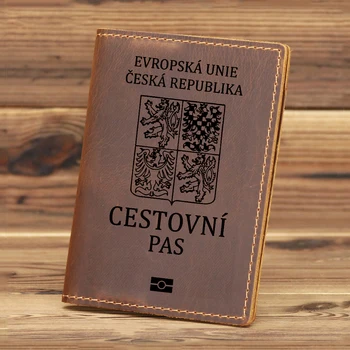 Plný Pravej Kože Českej Republiky Pas Kryt Cowhide Prahe Krajiny Držiteľa Pasu Cestovať Peňaženky, Cestovné Príslušenstvo