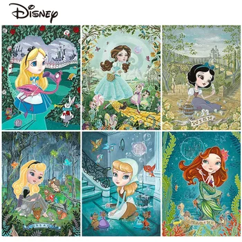 Disney Nový Príchod Diamond Výšivky Snow White Cross Stitch Mozaiky Alice V Ríši Divov Súpravy Maľovanie Morská Víla Cartoon Dieťa Darček