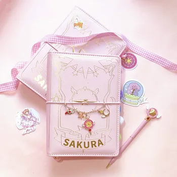 Kawaii Japonská Sakura Loose-leaf Denník Notebook Cestovné Vestník Príručka Špirála A6 Denný Plánovač Organizátor Bullet Ružová Vestník