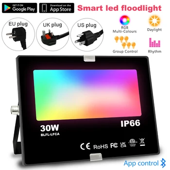 RGB LED Svetlomet 30W Bluetooth Vonkajšie Smart Flood Light 110V 220V IP66 Nepremokavé Farby Pozornosti APP Skupiny Ovládanie